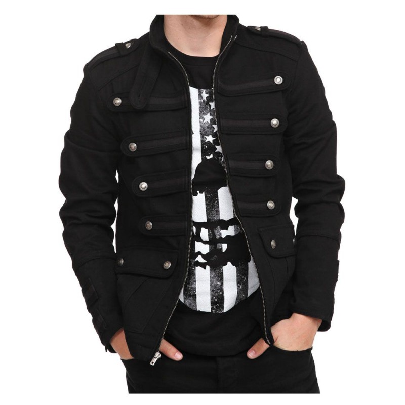 Men Gothic Military Jacket Vintage Goth Steampunk Military Style Jacket